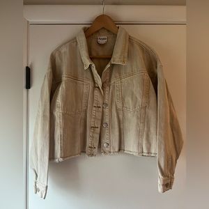 Arula Cropped Denim Jacket Sandwashed Beige Beachy Size A 14-16 1x Altar’d State